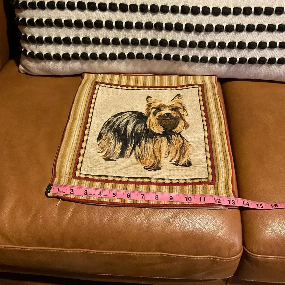 Vintage Metrax Yorkie Terrier Tapestry Decorative Pillow
